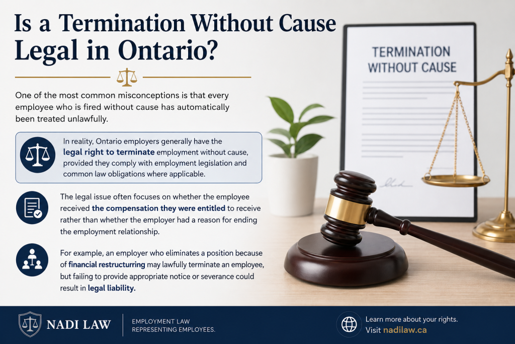 Nadi Law – Criminal Lawyer & Employment Lawyer – Oshawa, Whitby, Pickering, Ajax & Toronto | Termination Without Cause in Ontario? Your Legal Rights, Severance & Next Steps Nadi Law – Criminal Lawyer & Employment Lawyer – Oshawa, Whitby, Pickering, Ajax & Toronto | Termination Without Cause in Ontario? Your Legal Rights, Severance & Next Steps